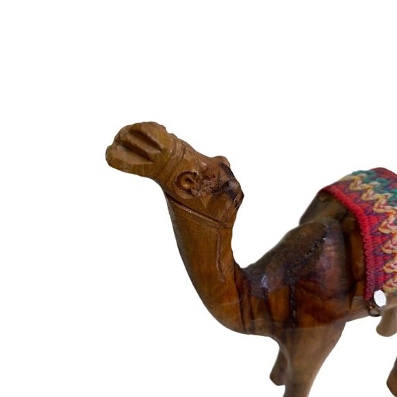 Hand Carved Wood Nativity Animal Camel Rustic Decor Xmas Vintage Primitive - Picture 2 of 5
